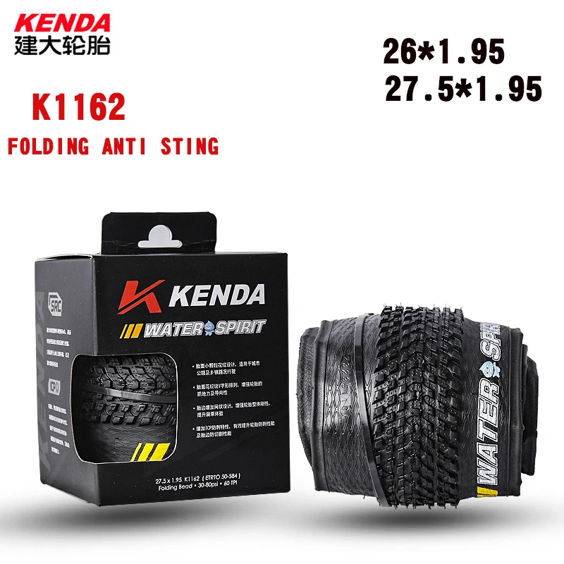 

KENDA-Folding Mountain Bike Tire, Bicycle Outer Tire, Anti Puncture, MTB Accessories, K1162, 26 in, 27.5*1.95, 60TPI