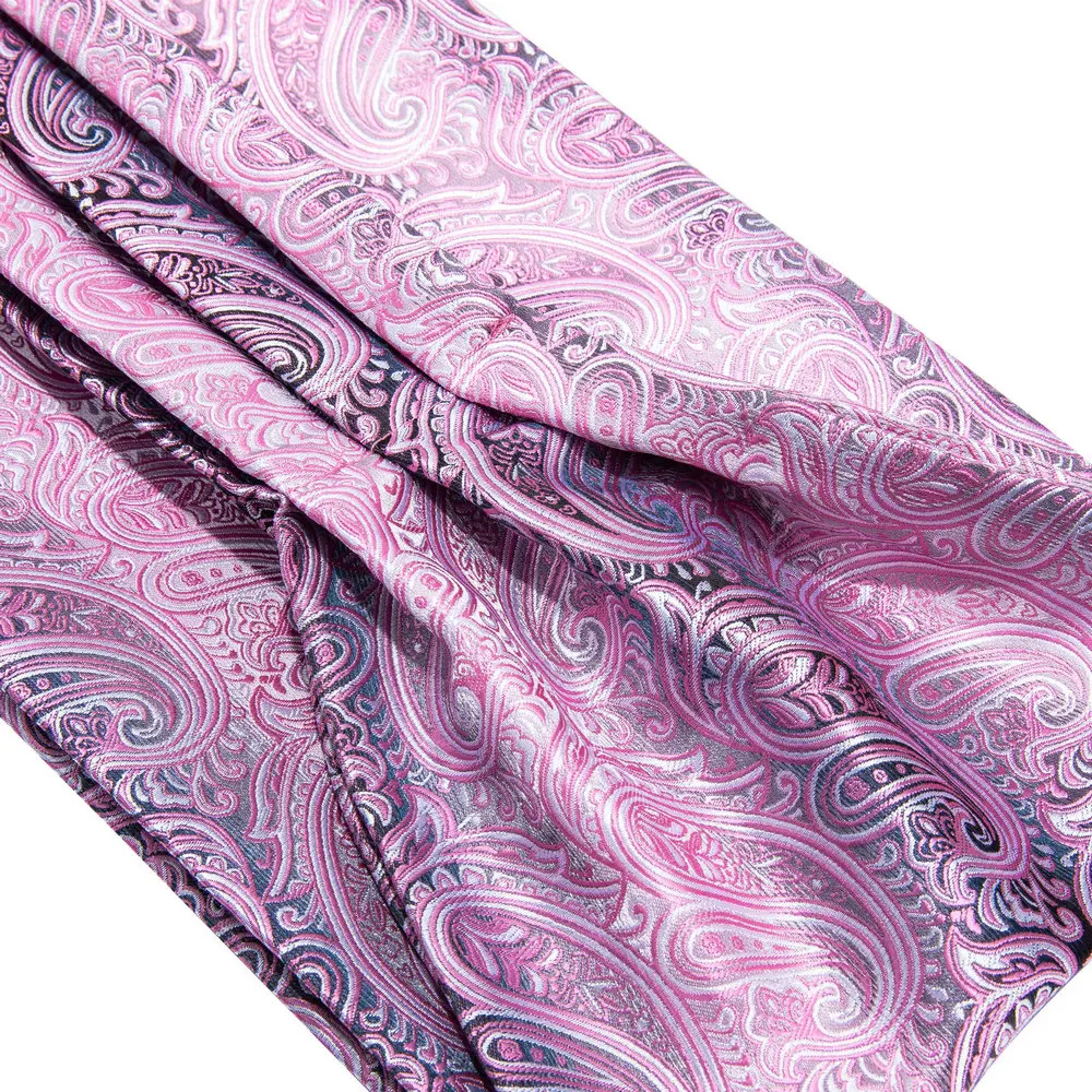 Lila Krawatte Männer Hohe Qualität Seide Ascot Krawatten Für Männer Exuiqiste Schal Paisley Krawatte Set Hanky Manschettenknöpfe Party Hochzeit Barry.Wang