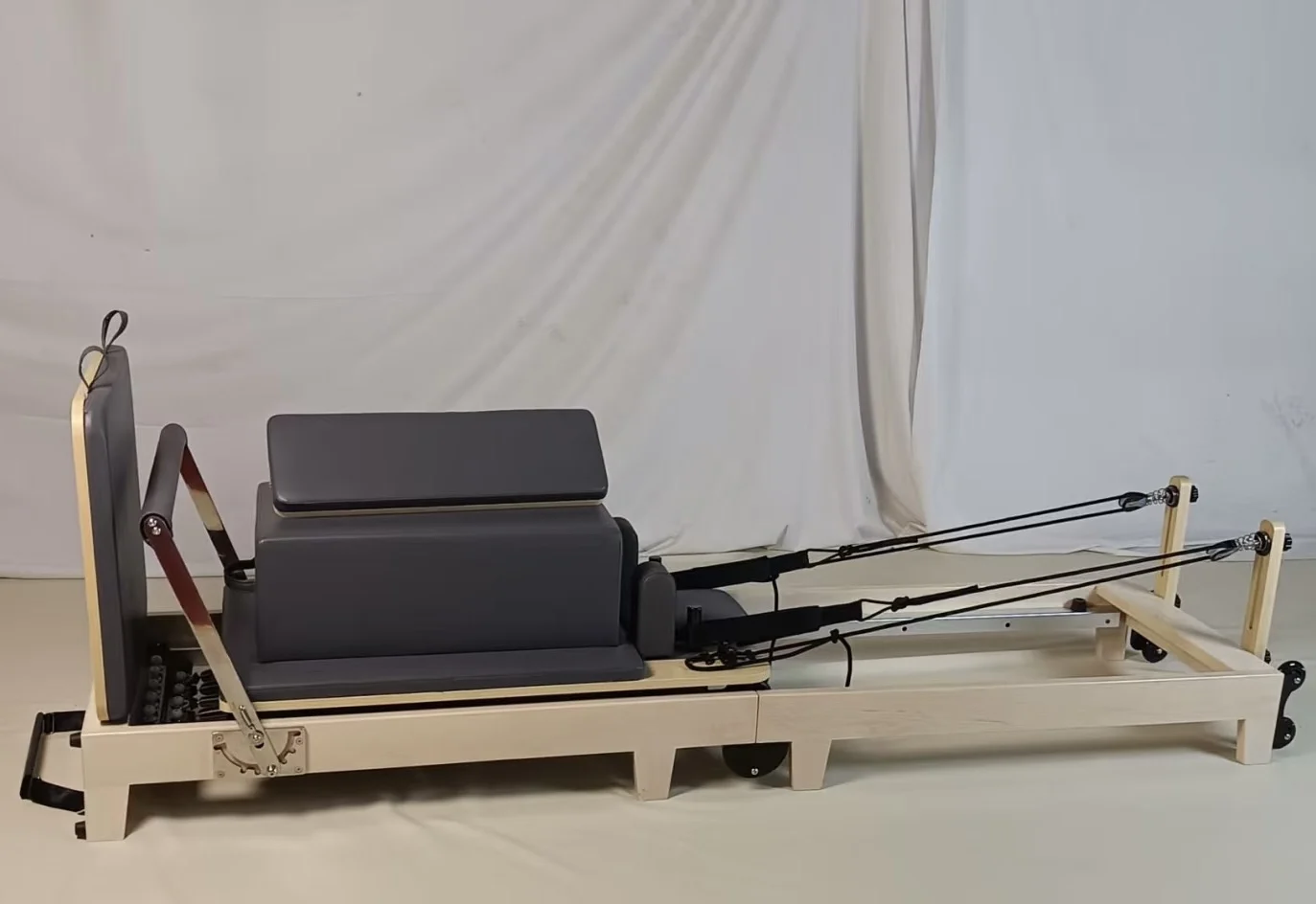 Foldable Wooden Pilates Reformer with 5 Springs, Space-Saving for Home & Studio