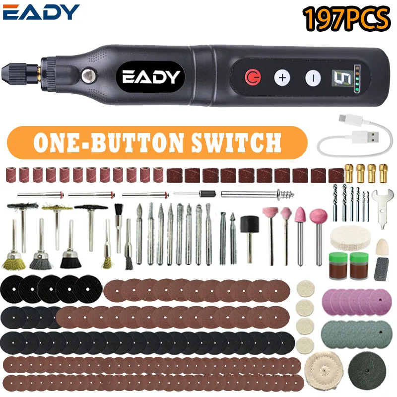 EADY Cordless Rotary Tool，Mini Dril 5-Speed with LED Work Light, USB-C Mini Drill Engraver for Jewelry Wood Metal Glass, DIY Kit