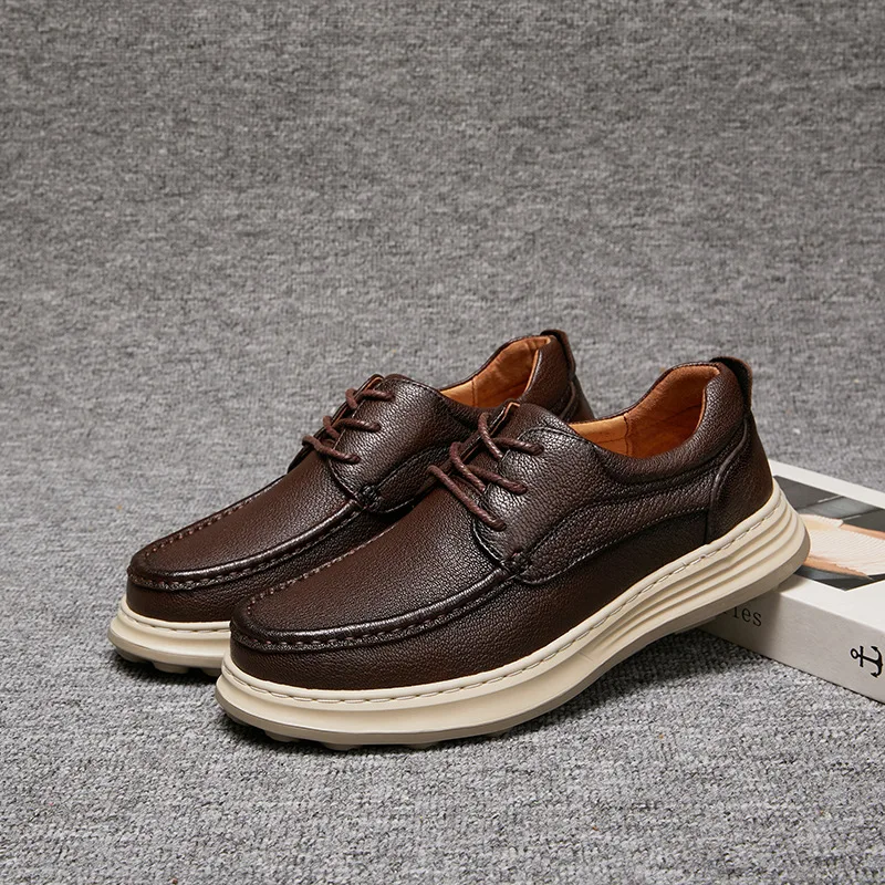 

Мужская обувь из натуральной кожи в стиле ретро, повседневная обувь из воловьей кожи, черные, большого размера