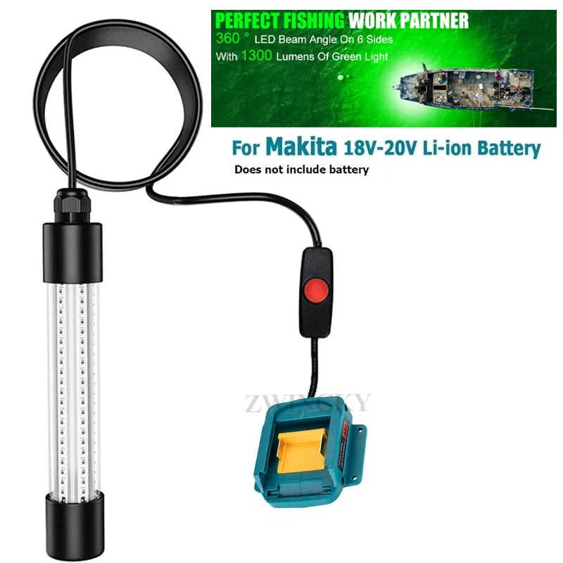 

1Pcs Waterproof IP68 for Makita 18V Lithium Battery Fishing Light Underwater Fish Attracting Flash LED Bait Lamp Fishing Tools