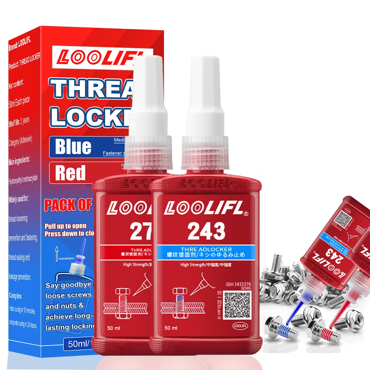 Medium strength and high strength thread locking agent, resistant to high and low temperature, preventing loosening and corrosio