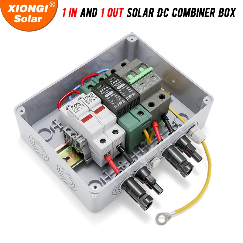 Solar photovoltaic PV Combiner Box With Lightning Protection 1 input 1 out DC 600V Fuse IP65 MCB SPD Waterproof Box