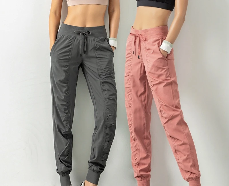 

Sport Pants Thin Section Loose Drawstring Pure Color Trousers Women Fitness Running High Waist Leisure Yoga Pant new