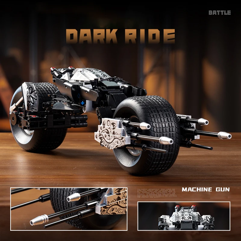 Bat Motorcycle MOC Building Blocks Superheroes Dark Knight Vehicle Birthday Gifts Cool Ornaments Creative Bricks Assembly Toys view 3
