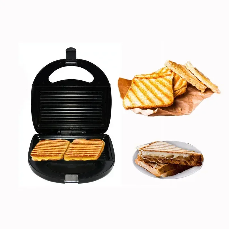 Electric Sandwich Maker Grill Panini Non Stick Pan Waffle Toaster Cake Breakfast Machine Barbecue Steak Frying Oven 750W 220V