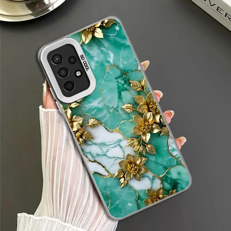 Phone Case for Samsung Galaxy A15 A25 A52 A72 A51 A71 4G A73 A55 A54 A53 A52s 5G Silicone Soft Flower Marble