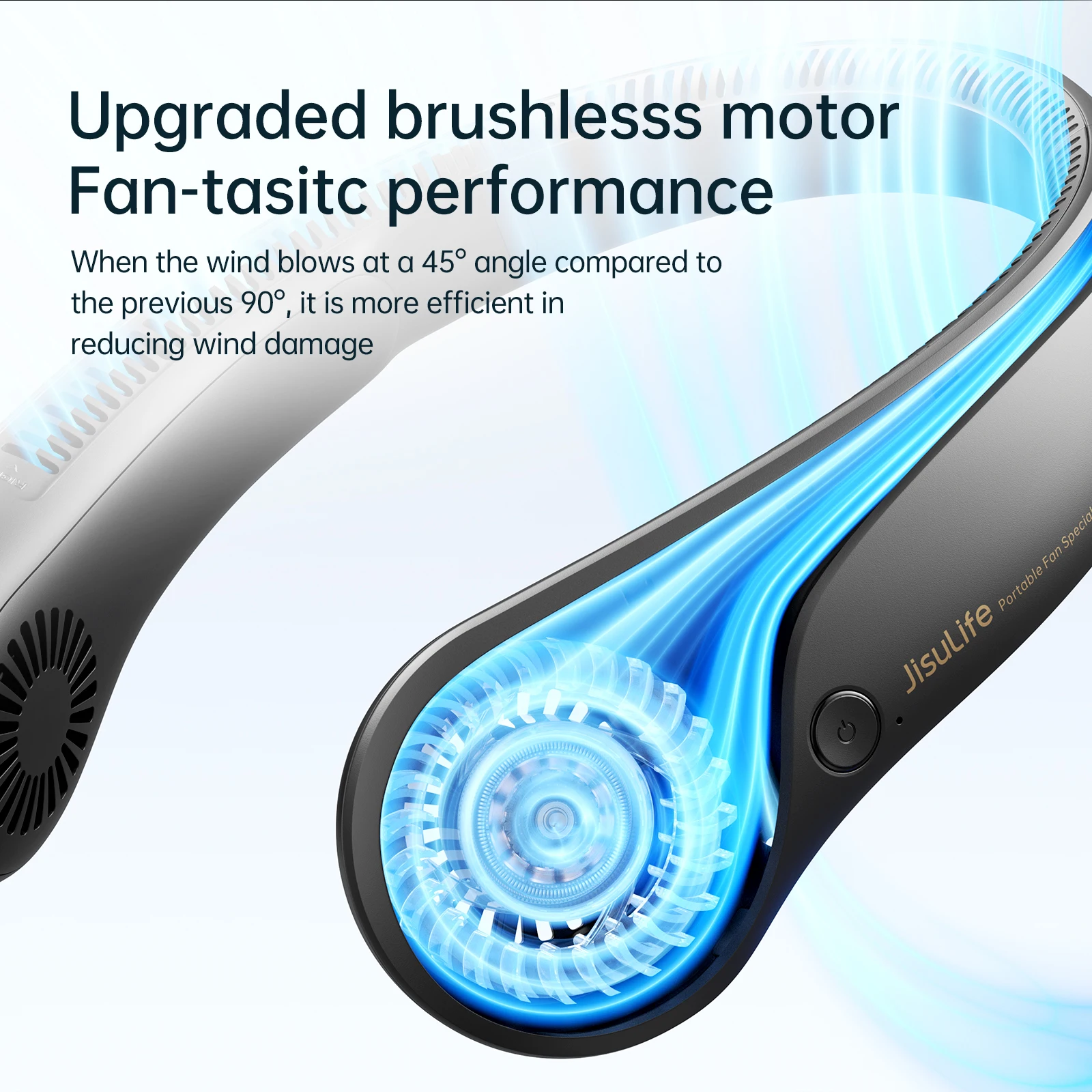 JISULIFE Portable Neck Fan, Hands-Free Bladeless, 5 Speeds, 4000mAh Rechargeable Battery, Twistable Operated Wearable Neckband