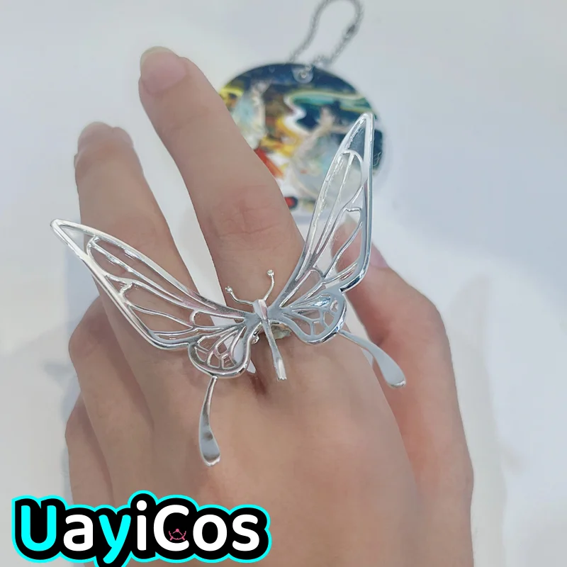

Anime TGCF Tian Guan Ci Fu Official Hua Cheng Xie Lian Sterling Silver Butterfly Open Finger Ring for Women Jewelry Toy Gifts