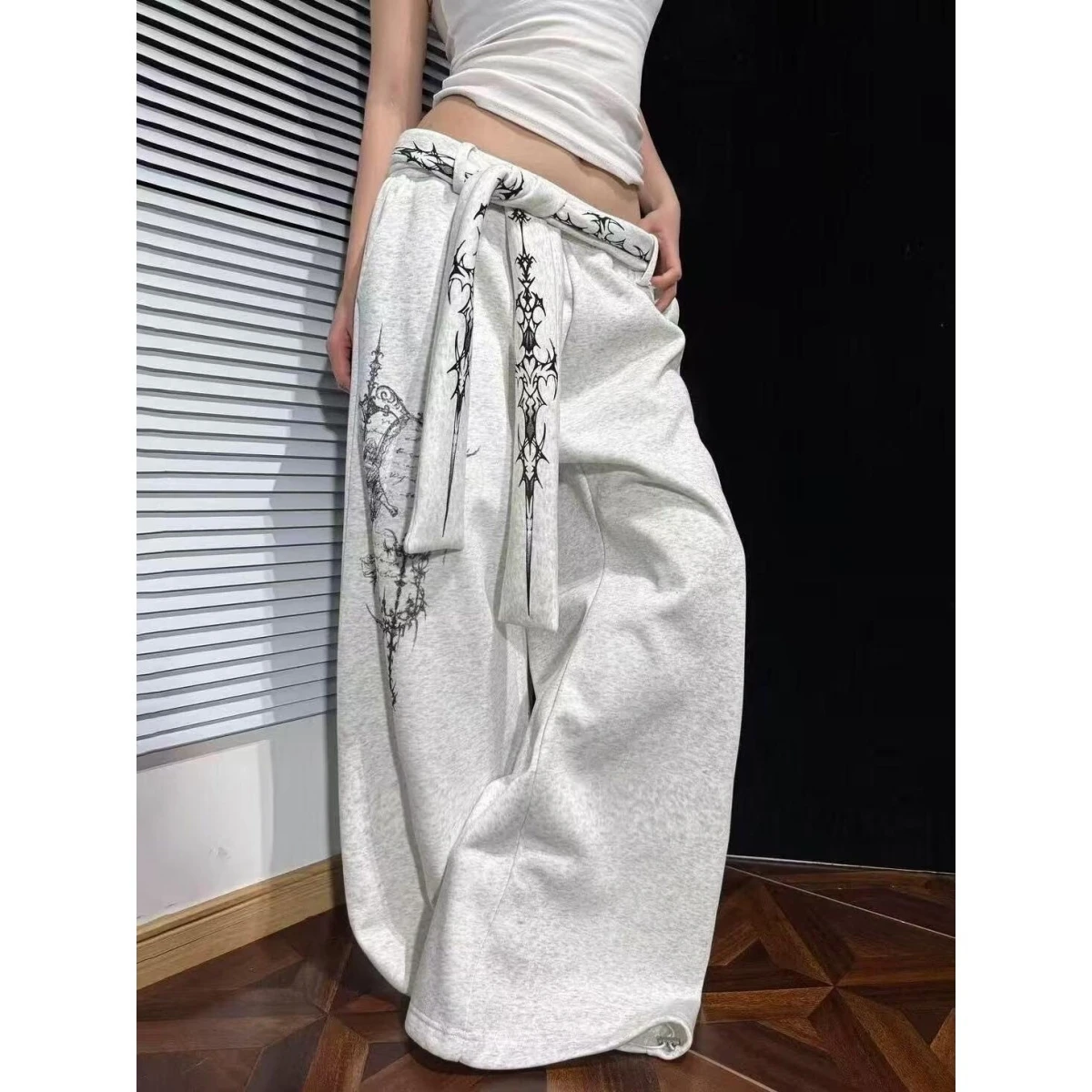 Khaki Wide Leg Pants Women's Casual Sweatpants Banana Sports Pants Loose Fit Elastic Waist Daily Wear Summer Autumn Winter