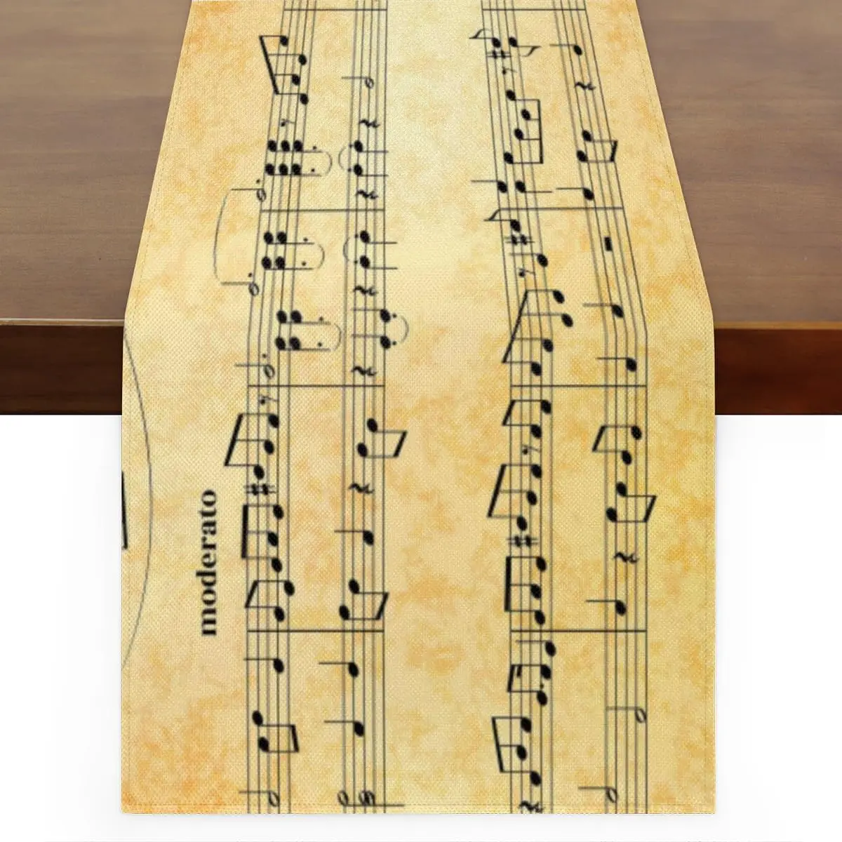 

Retro Music Note Sheet Linen Table Runner Holiday Party Decor Washable Rustic Farmhouse Kitchen Dining Table Runners Home Decor