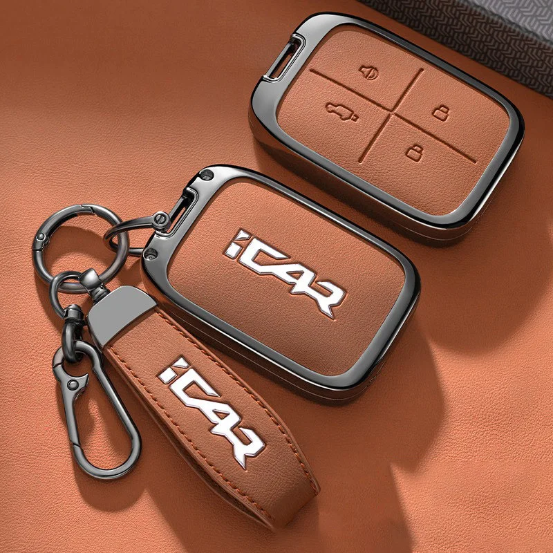 Car Key Case for Chery Icar V23 2025 2026 Car-Styling Keychain Remote Cover Shell Housing Ring Holder Fob Accessories
