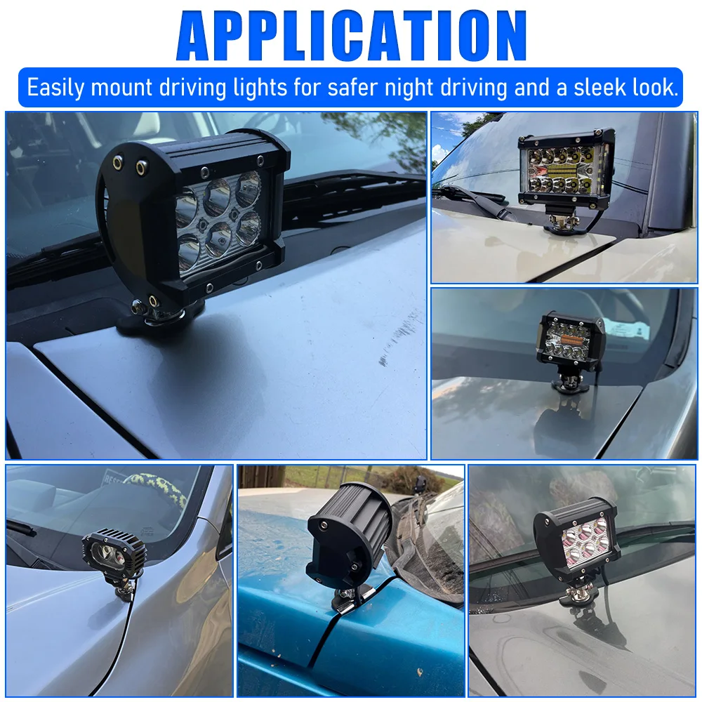 2 Stück LED-Arbeitsleuchten-Montagehalterung Universelle Motorhaube LED-Lichtleisten-Montagehalterung Nebelscheinwerfer-Lampenhalter für Offroad-Jeep-LKW-SUV – Detail 7