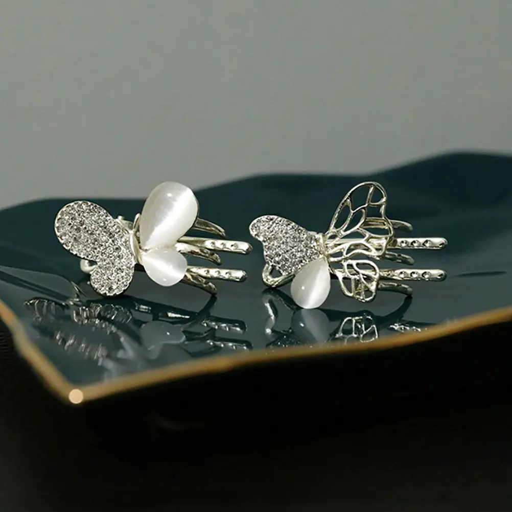 

2 шт. заколки для волос в виде бабочек, маленькие заколки-крабики с цветами и опалом, заколки-невидимки для женщин, милые аксессуары для укладки волос, подарок