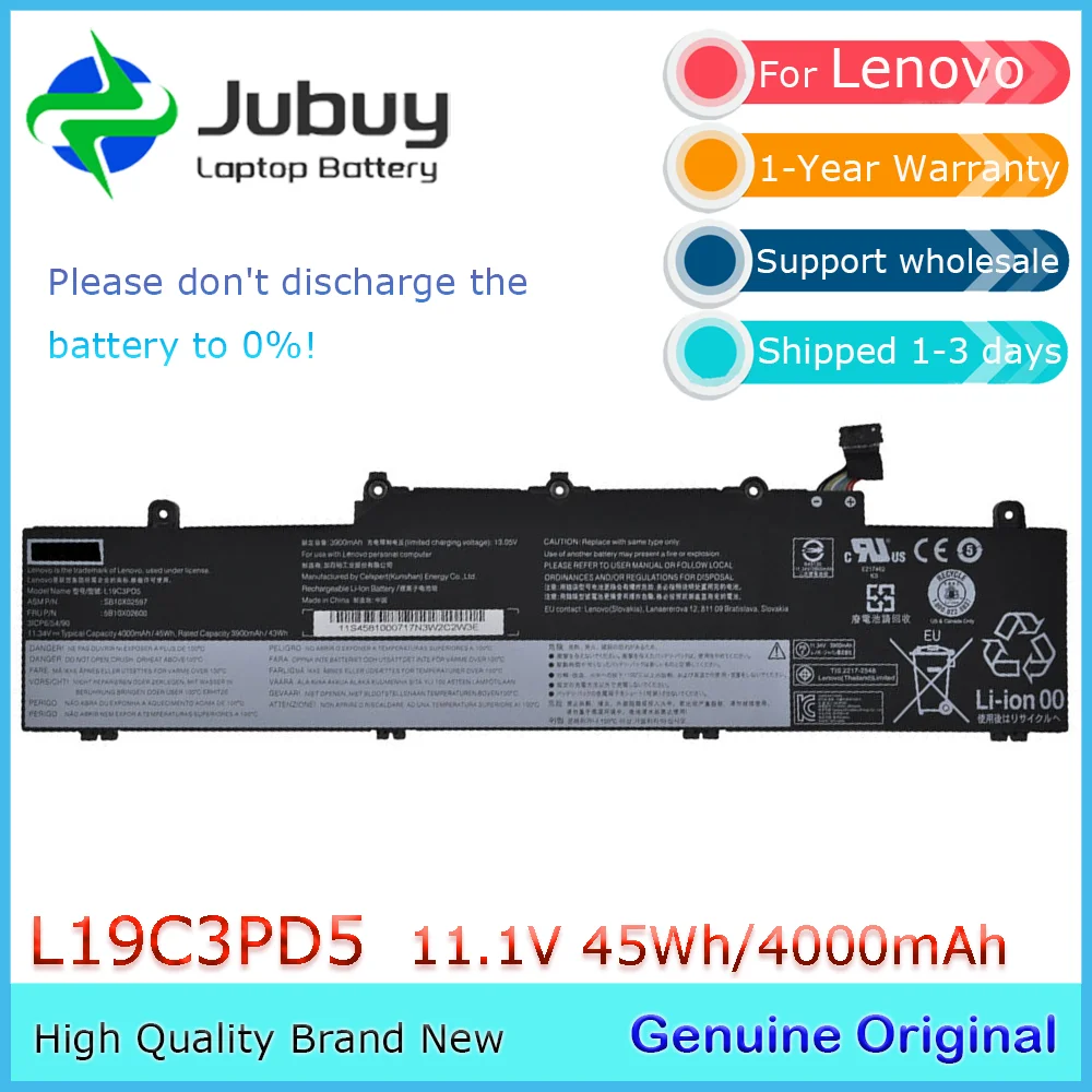 L19C3PD5 11.1V 45Wh Original Laptop Battery for Lenovo ThinkPad E14 Gen 2 20T6 20TA L19D3PD5 L19M3PD5