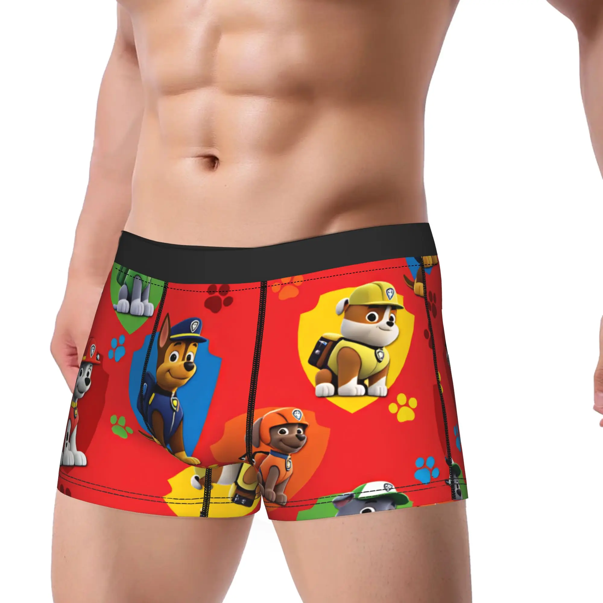 Paw Dogs Hero Puppy Character Underwear  Elastic Underpants Printed Boxer Brief For Male Pouch Plus Size Boxershorts