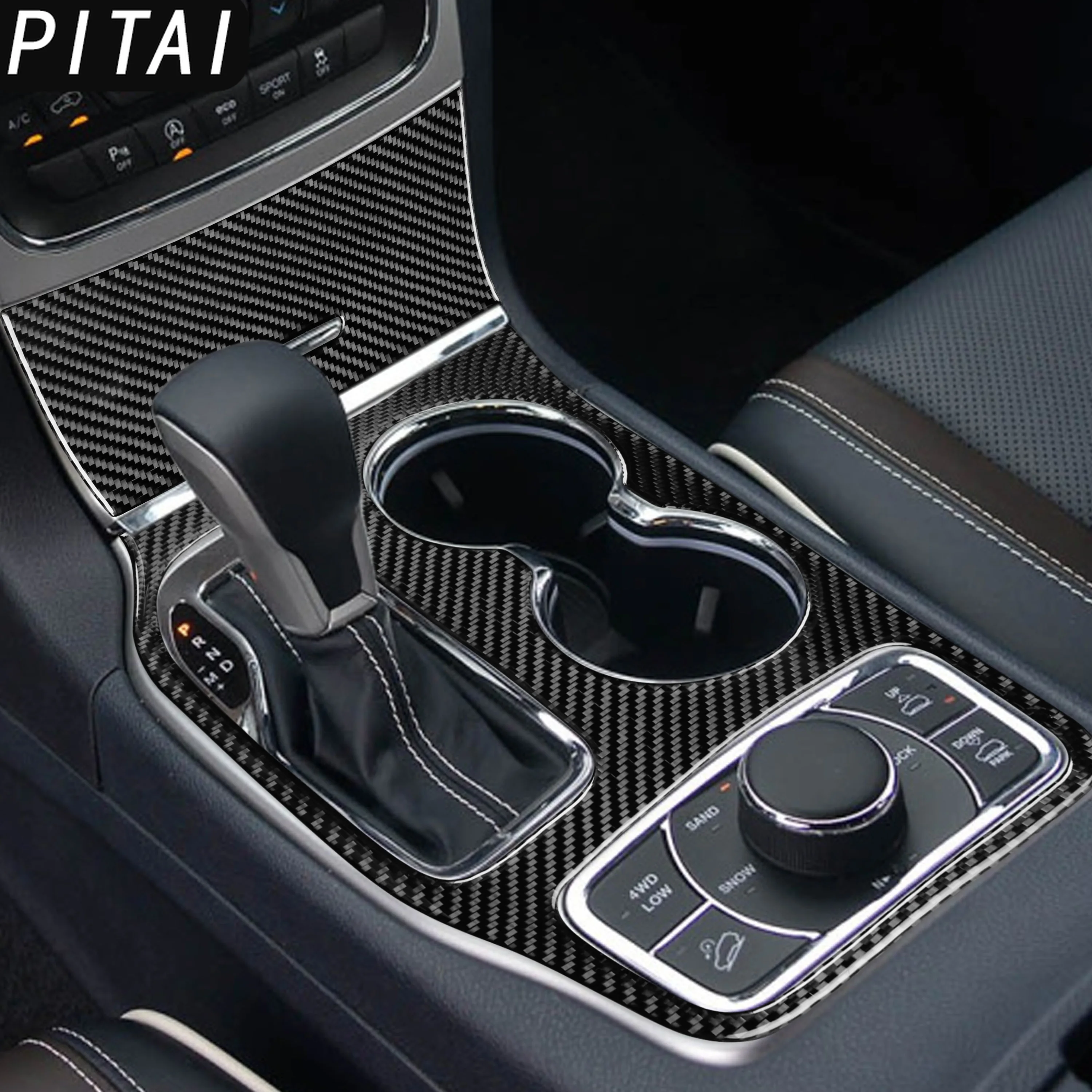 For Jeep Grand Cherokee 2014-2018 Real Carbon Fiber Gear Shift Panel Trim Strips Car Interior Decorative Accessories Sticker