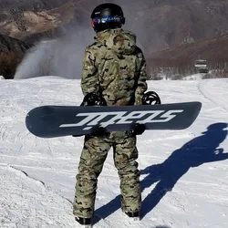 Camouflage Men Ski Suit Snowboarding Jackets and Pants Sets Snow Clothes 10k Waterproof Thicker -30 Warm Ice Wear SK064