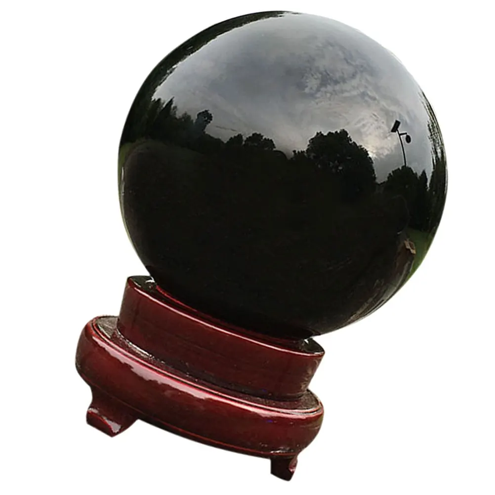 

1 set 1 Set Sphere Ornament Desktop Decorative With Stand For Home Bedroom Office Decoration Black Crystal Ball Gift Transparent