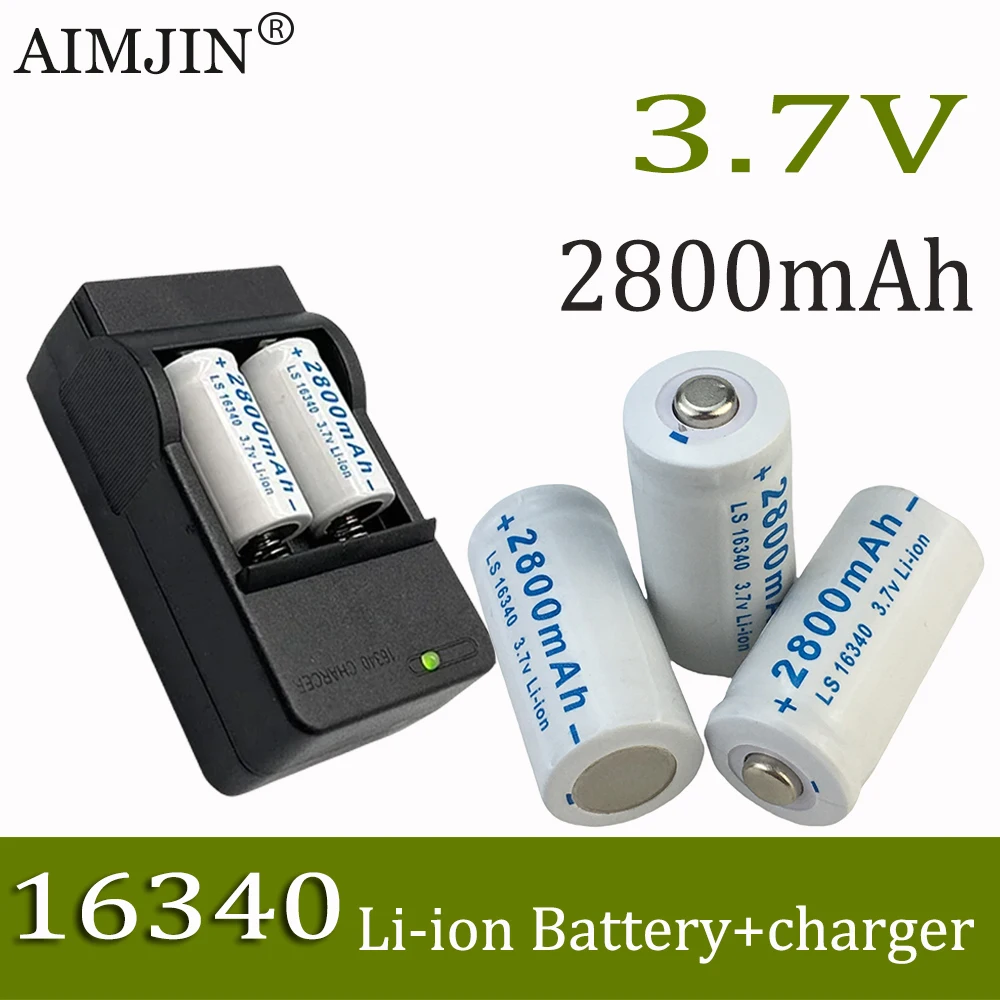 

3.7V 2024 NEW CR123A RCR 123 ICR 16340 2800mAh Battery Safety Camera Rechargeable Battery Lithium Ion L70 Plus Charger