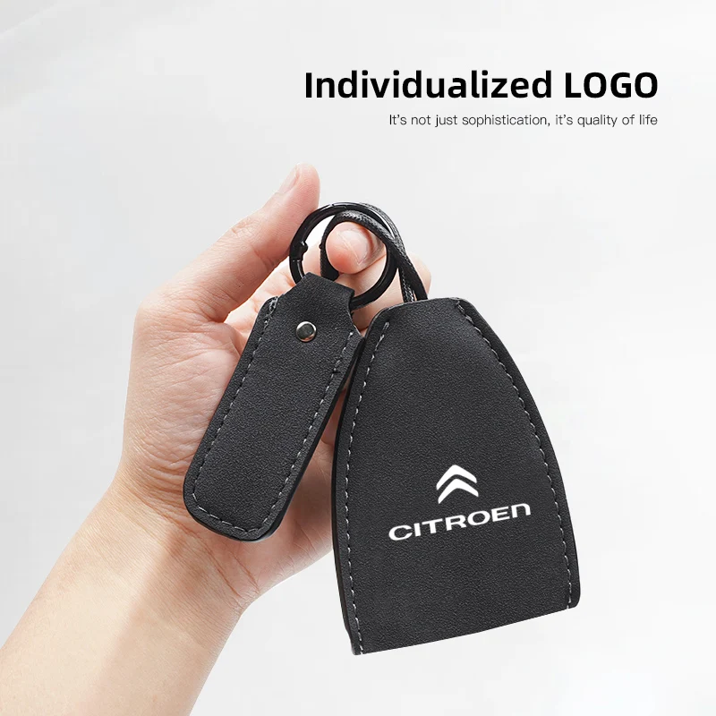 شعار السيارة سلاسل المفاتيح المختارة جلد الغزال حقيبة مفاتيح السيارة لسيتروين Celysee C6 C3 C5 C1 C2 C4 Aircross بيكاسو الصبار بيرلينجو ساكس