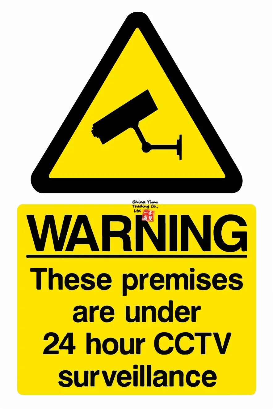 products sticker CCTV 24 Hour Surveillance Rigid Plastic Sign Decal Suitable for shopping malls warehouses schools factory