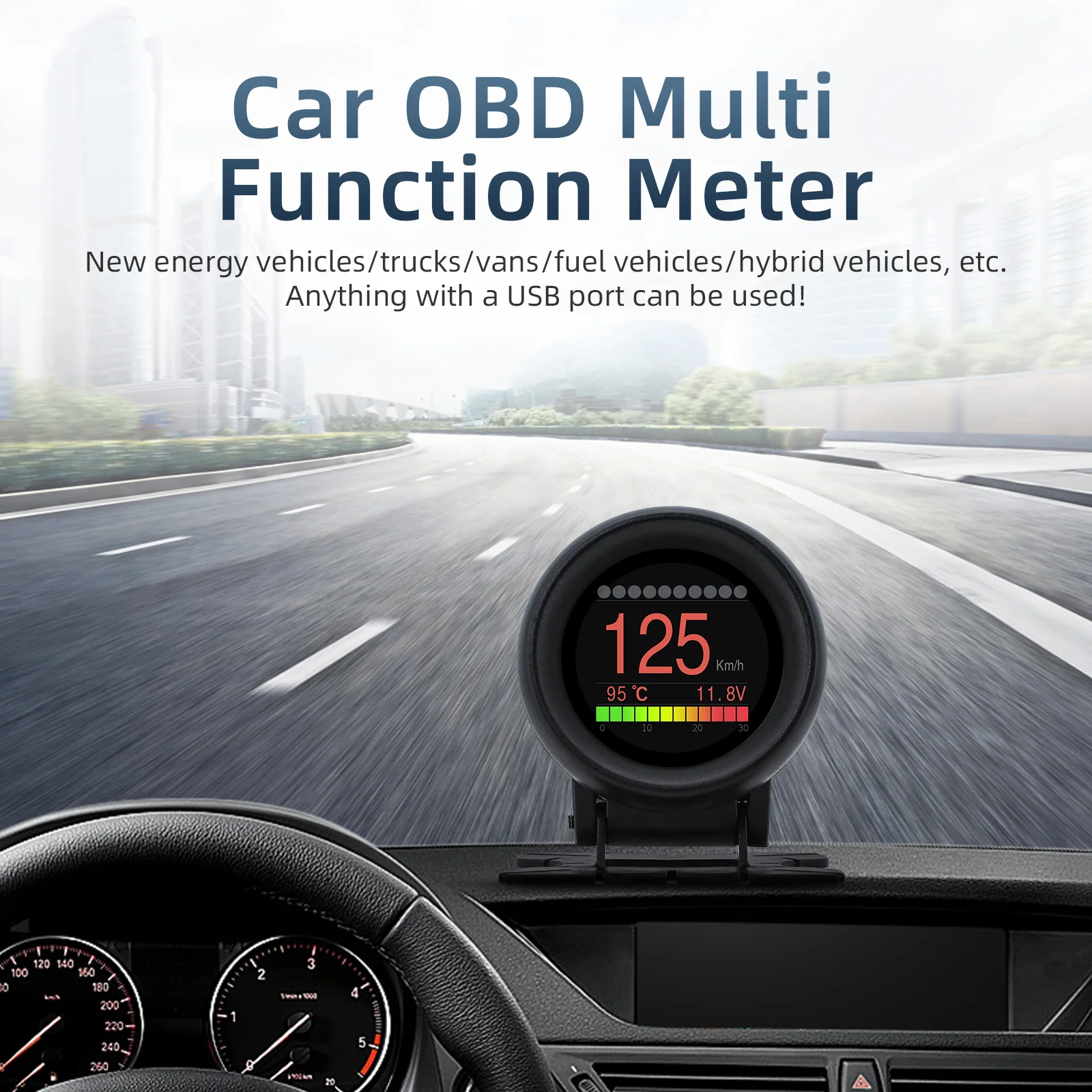 Car Smart Digital Multi-Function Alarm Meter A205 Display Speed Fuel Consumption Temperature Gauge Obd2 Gauge Clear Error Code