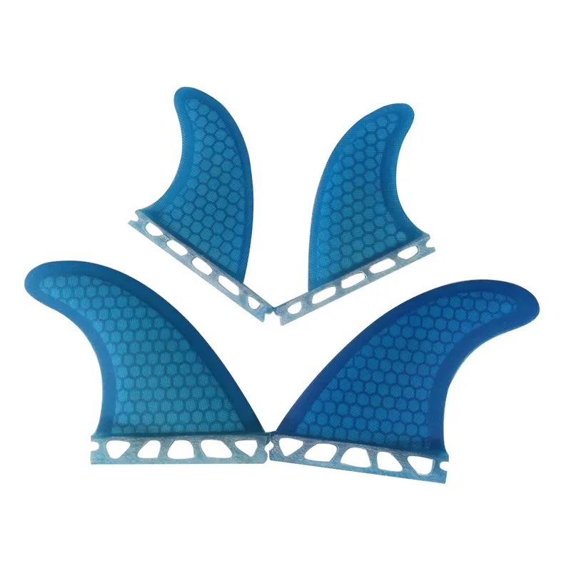 Surf Fins Quad Fin Set UPSURF FUTURE Fins M+GL Blue Fiberglass Honeycomb Surfboards Accessories G5+GL Surfing Fins