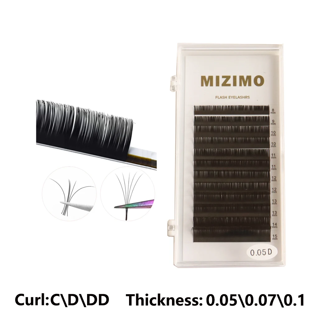 Mizimo Black Eyelashes 0.05/0.07/0.1 /0.15/0.18/0.20/0.25 C D  8-25mm Grafting Eyelash Personalized Eyelashes Lengthened
