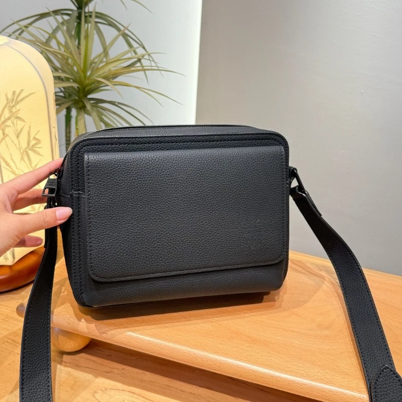Bolso de hombro clásico de cuero genuino para hombre, bandolera minimalista informal de negocios, bolso de mensajero de gran capacidad, impermeable, para uso diario, bolso de mano para hombre
