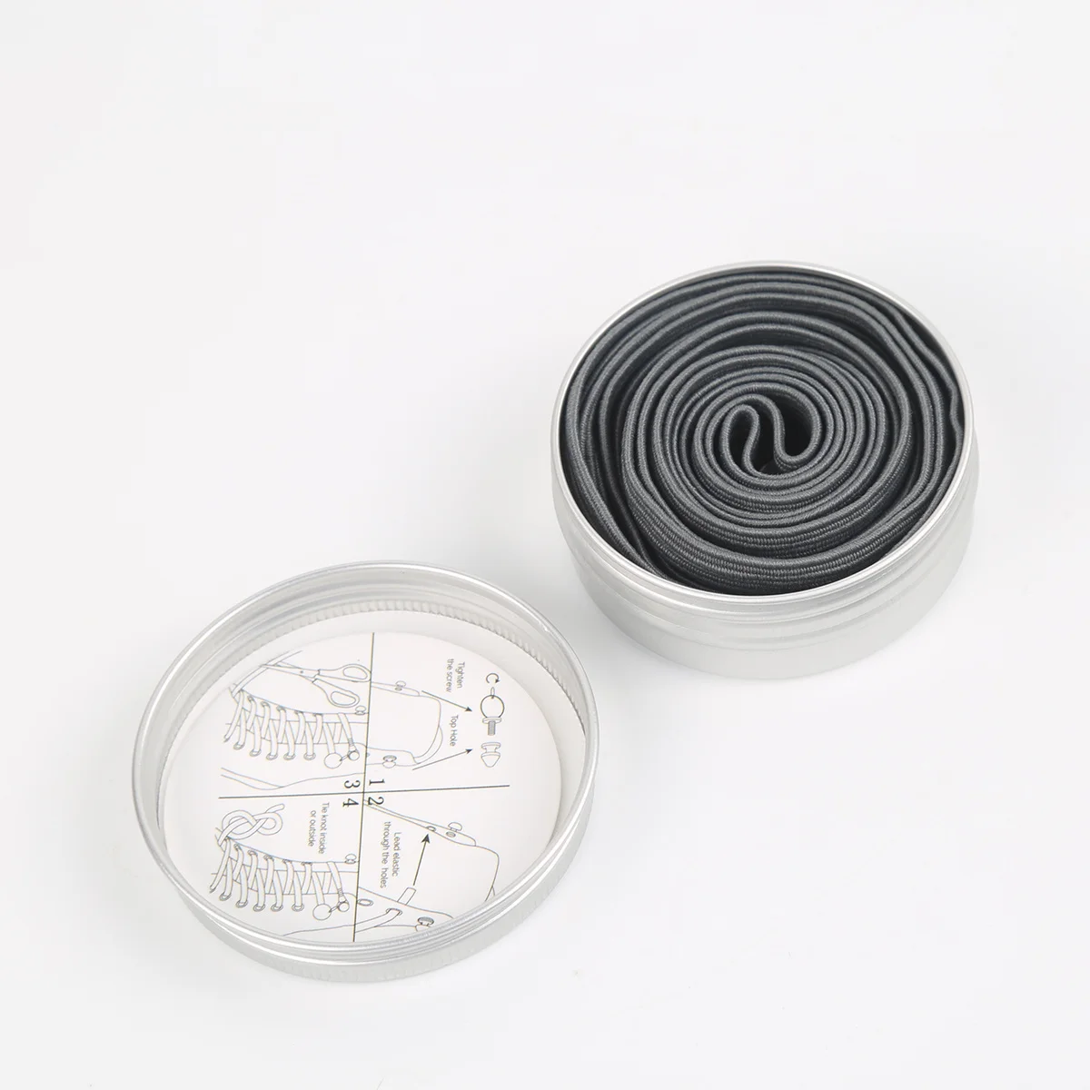 

Dark Grey Elastic Shoelaces Metal Circle Detail Quick Install No Tie Lace for Sports Sneakers Casual Shoes Running Hiking