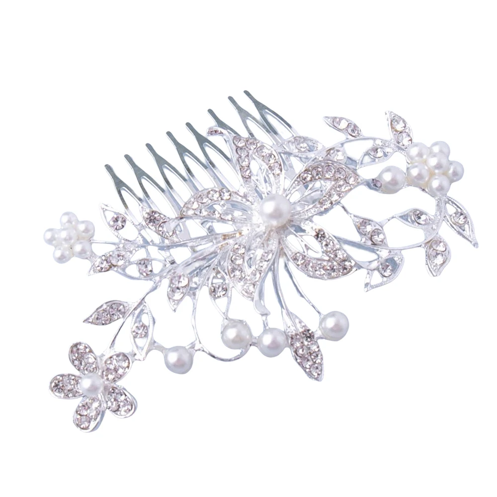 8-Teeth Girl's Hair Comb with Luxurious Rhinestone Floral Style Jewelry for Valentine's Day Christmas Gift