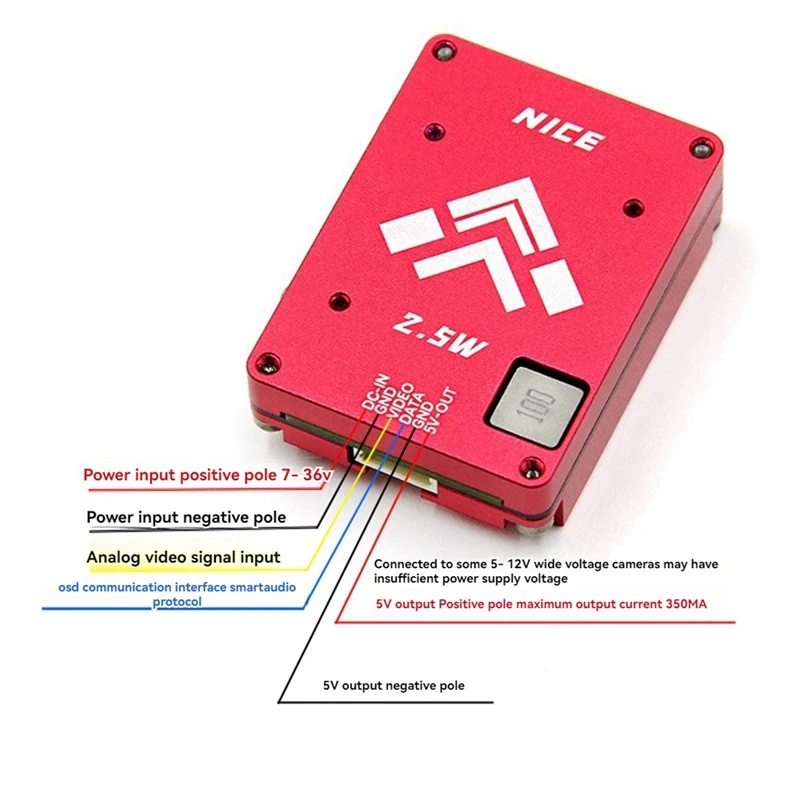 5.8G 2.5W VTX 64CH 2500Mmw FPV فيديو الارسال PAL/NTSC ل FPV طويلة المدى سباق الطائرة بدون طيار ل FPV RC الطائرة بدون طيار