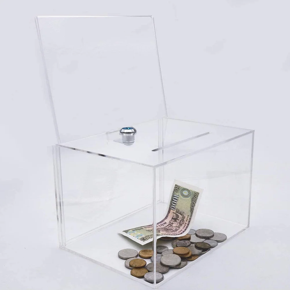 

Clear Acrylic Lockable Donation Box Multi-Functional Ballot Suggestion Complaint Letter Collection Box Letter Post Container