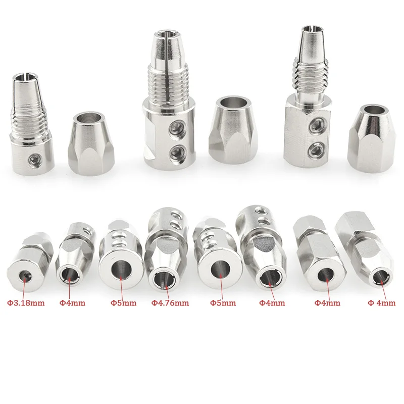 

1pc Flex Collet Coupler 3.18x4/4x4/5x4/5x4.76mm Stainless Steel Positive/ Reverse Flexible Coupling for RC Boat Model Flex Cable