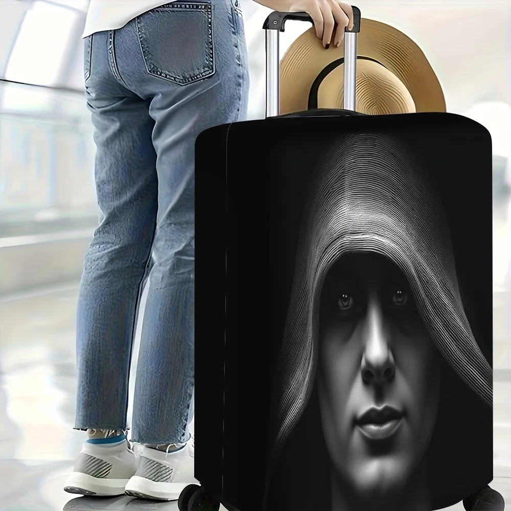 1pc hooded digital print luggage cover. Fits suitcases from 18 to 32 inches; effectively protects your luggage.