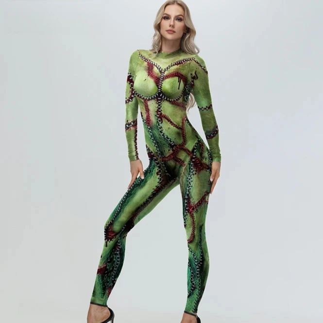Hallowen Cosplay Horror Costume Mend 3D Printing Carnival Party Jumpsuits Fancy Dress Women Clothing Zentai Bodysuit Onesie