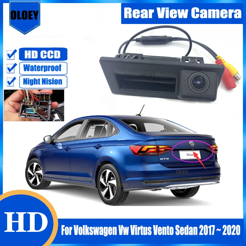 

HD Rear View Camera For Volkswagen Vw Virtus Vento Sedan 2017 ~ 2020 Original Screen Input Parking Reversing Camera Trunk Handle