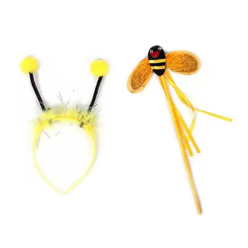 Princess Fairy Costume Set Halloween Costume Ears Headband Bee Wings Magic Wand Tutu Skirt Cosplay Prop Girls Dress Up