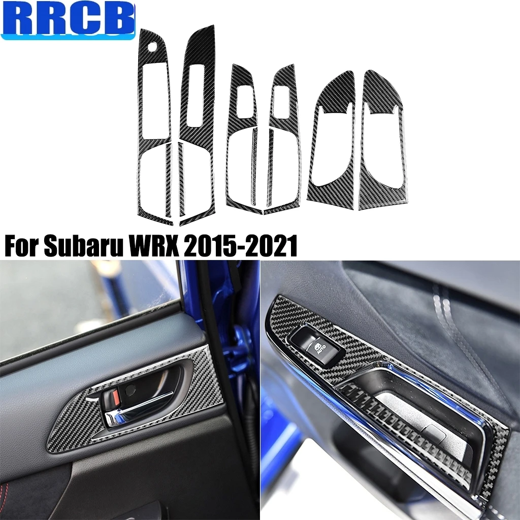 

For Subaru WRX 2015-2021 Car Accessories Carbon Fiber Door Armrest Window Lifting Control Switch Cover Tuning Stickers Auto Trim