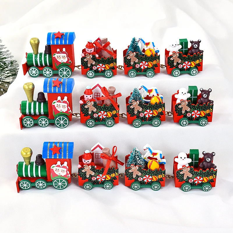 

Christmas Wooden Small Train Xmas Ornaments Children's Gifts Merry Christmas New Year 2025 Navidad Noel Home Party Decoration