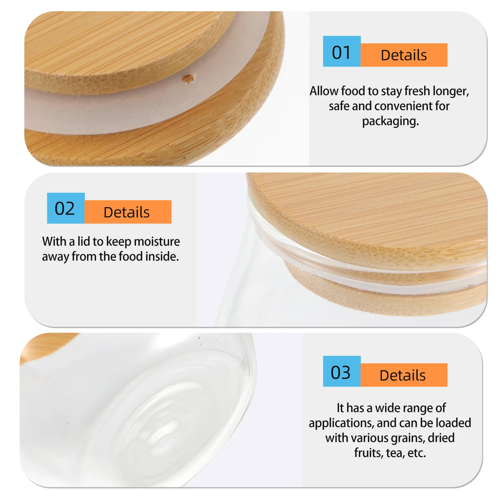 

2Pcs Small Glass Jars Premium Material Airtight Containers for Food Storage Tea Grains Beans Glass Small Bottle