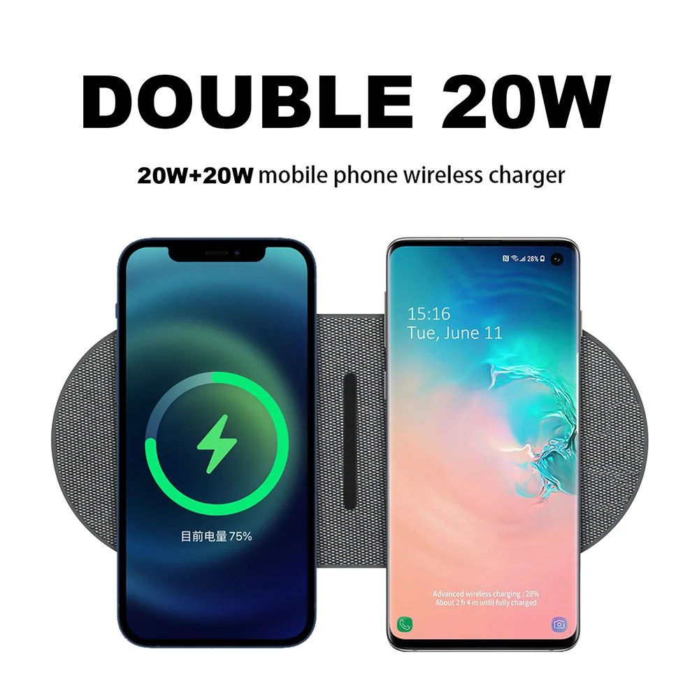 40W Wireless Charger for iPhone 15 14 13 12 11 Pro XS AirPods Pro Dual 20W 2 in 1 Fast Charging Dock Station For Samsung S23 S24 - náhled 3