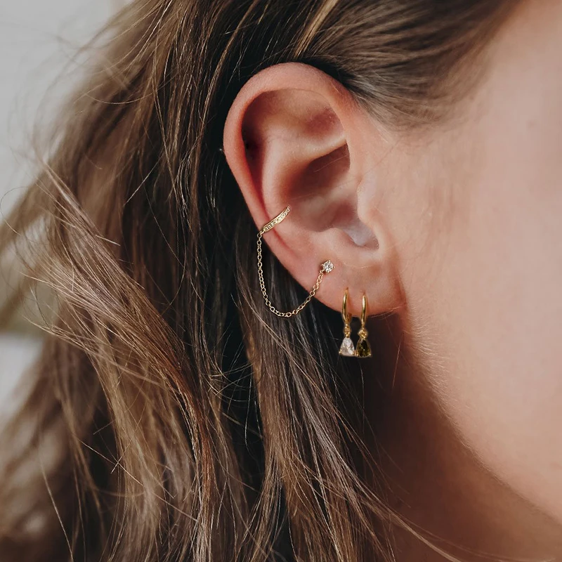 Vintage Hip Hop Chain Earrings For Women 925 Sterling Silver Hanging Earring Ear Cuffs Stud Earring Jewelry Wedding Party Aretes