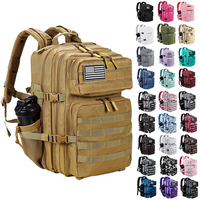 LHI 45L Tactical Backpack Men Outdoor Hunting Hiking Travel Gym Bag Military Army Assault Survival Rucksack with Bottle Holder