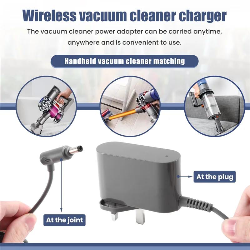 AF93-Adapter do ładowania Adapter 26,1 V do Dyson V6 V7 V8 Przewód do ręcznych odkurzaczy Przewód zasilający Ładowarka, wtyczka brytyjska