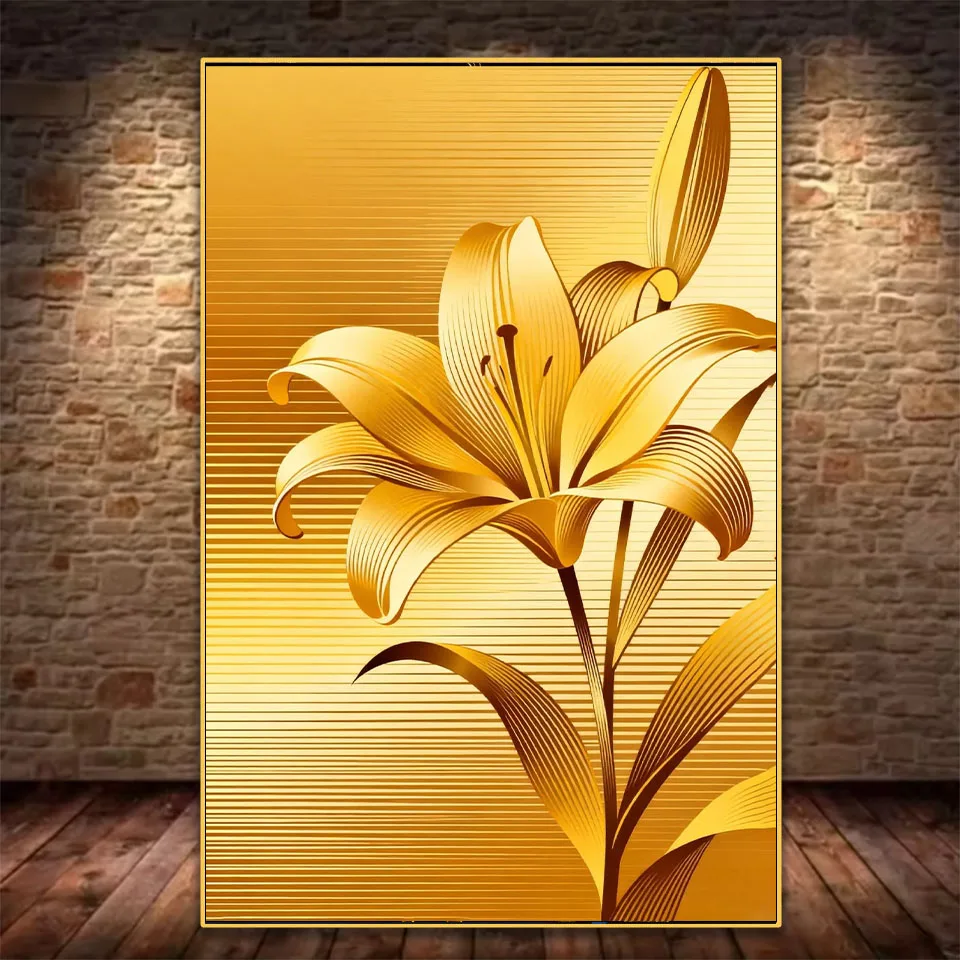 

5D DIY diamond painting mosaic Crystal Art Golden striped lily diamond embroidery full square round rhinestone cross stitch kit