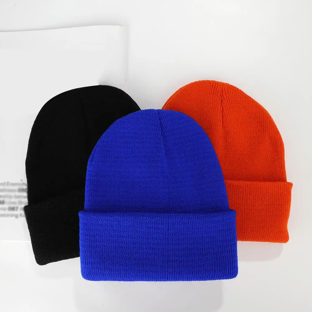 

Knitted Pullover Cap Elastic Ear Protecter Cold Hat Autumn Winter Solid Color Knitted Woolen Ski Caps Casual Warmer Beanie Hats
