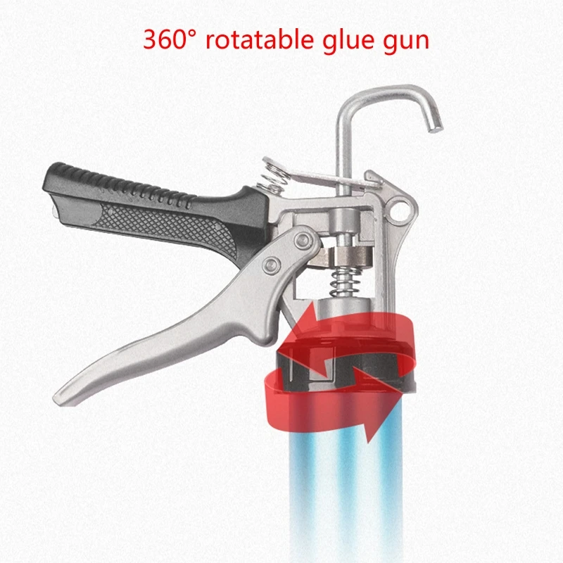 Portable Caulk Gun Aluminum Alloy Anti-rust Glue Gun Flexible 360° Rotatable Handle Silicone Gun for DIY Home Drop Shipping